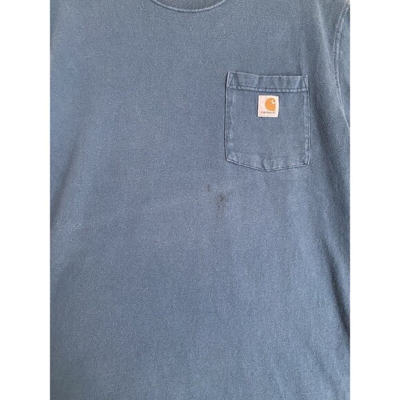 Carhartt Shirt Mens Large Blue Original Fit Heavyweight Pocket Short Sleeve Work - Picture 2 of 11
